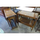 An oak gateleg table and a metamorphic trolley