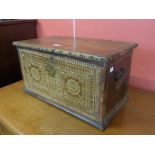 A Javanese hardwood and mother of pearl inlaid box, 30cms h, 56cms w, 31cms d