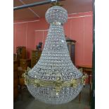 An Italian style gilt metal and glass chandelier, 90cms h