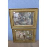 Two A. Kemp Tebby prints, interior scenes, framed