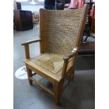 An Orkney pine and straw woven child's chair