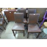 A set of four oak dining chairs