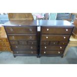 Two Stag Minstrel chests of drawers and a Stag oak dressing table