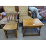 An oak sewing table and a Gascal & Chambers of Nottingham oak bar chair