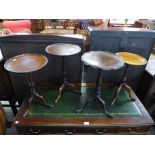 Four mahogany tripod wine tables