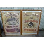 Two reproduction Jack Daniels advertising prints, framed