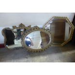 Three gilt framed mirrors