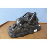A bronze effect figure of two erotic females, after J. M. Lambeaux