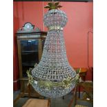 An Italian style gilt metal and glass chandelier, 80cms h