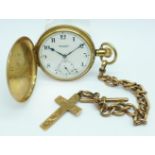 A 9ct gold cased Zenith full-hunter, top-wind pocket watch, the dial marked Gunn-Russell, Edinburgh,