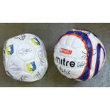 Two signed footballs, Mansfiedl Town and one other