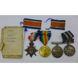 A group of four family medals, an Egypt 1882 Medal with Tel-El-Kebir bar to 12290 Driver G. Stammers