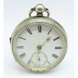 A silver cased fusee pocket watch, London 1884, case by Waterfall & Gravenor