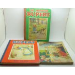 The New Rupert Book, 1940's, and two other Rupert annuals, Three Stories of the Little Bear's