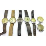 Seven gentleman's wristwatches, a/f