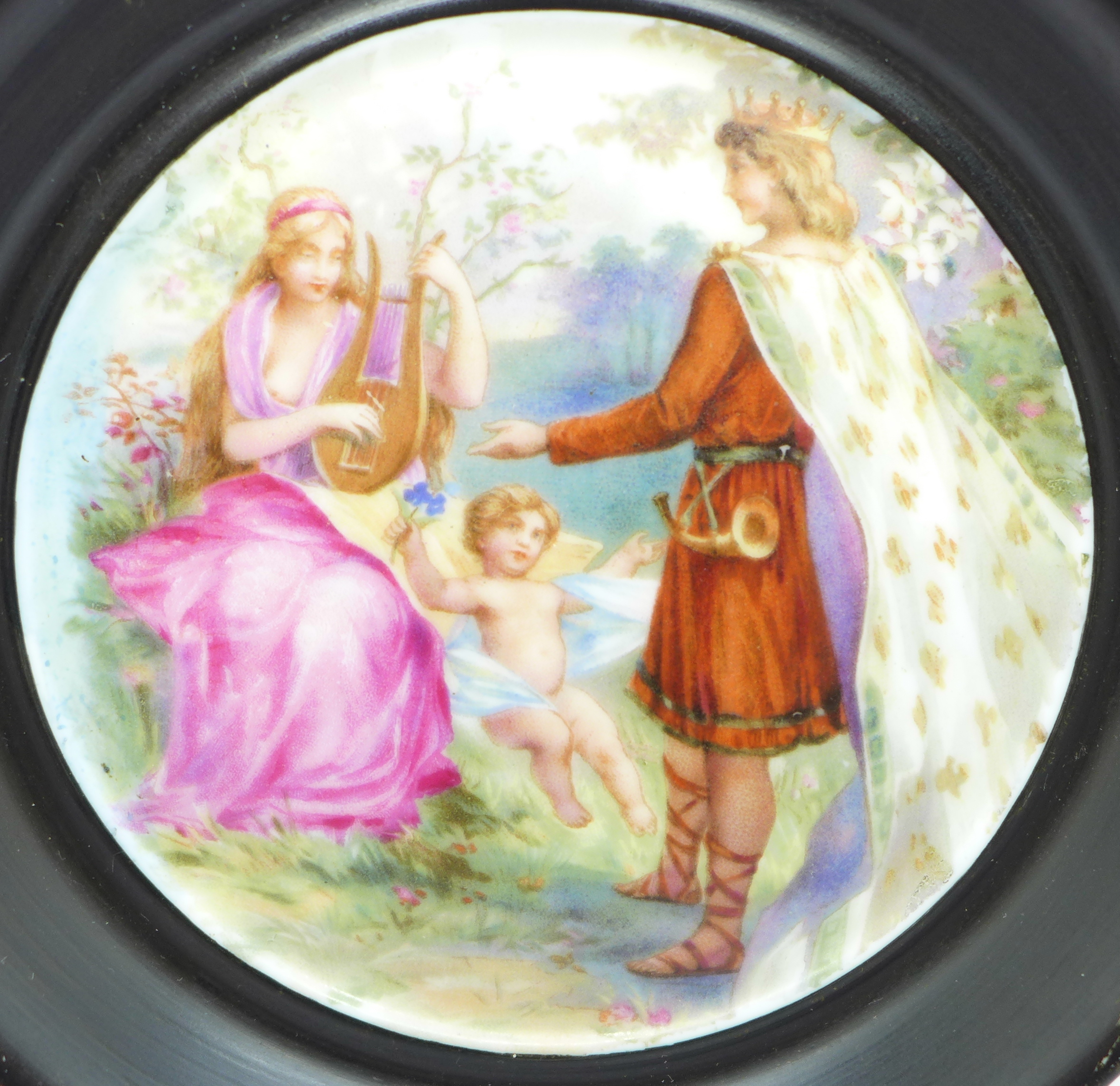 A continental porcelain circular plaque, 12cm - Image 2 of 3