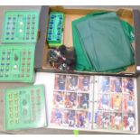 Subbuteo football figures and accessories including a trophy and an album of Pro Set Football