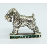 A vintage silver brooch of a schnauzer with paste stones