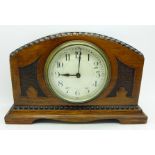A wooden cased mantel clock with French movement, the dial marked Payne, Penge