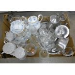 A Cromargan, Germany metal tea service, a Colclough tea service and a collection of glasses