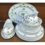 Royal Doulton Greenwich dinnerwares in green, TC1076, comprising six dinner, tea and side plates,