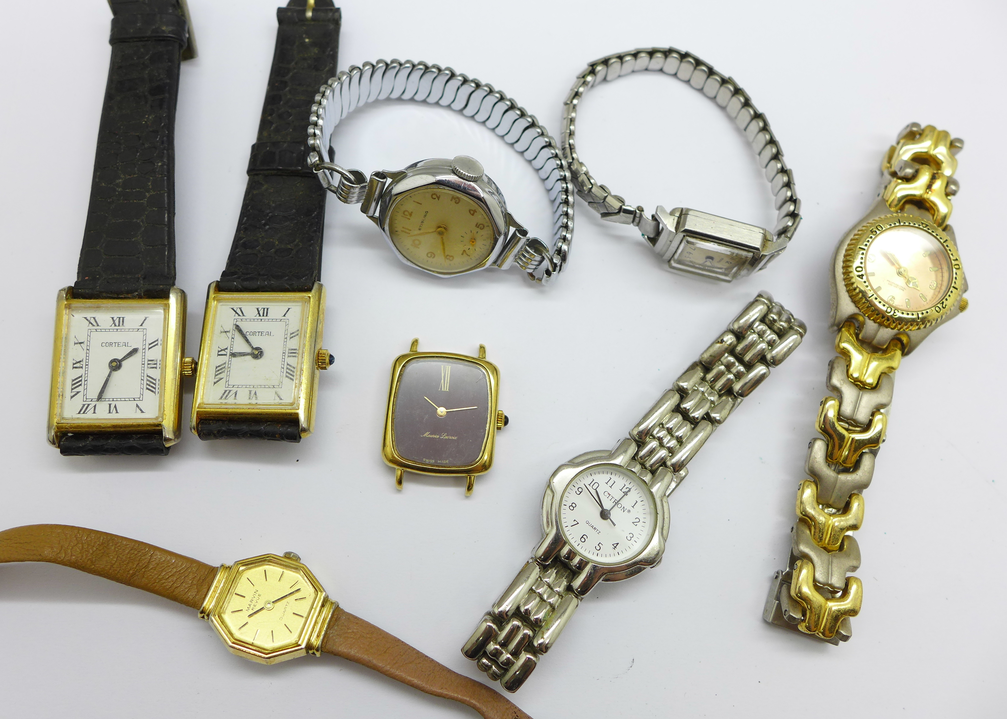 Eight wristwatches including Maurice Lacroix
