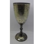 A silver goblet, bears inscription dated 1907, Clapham Wheelers Cycling Club, 279g, 22cm