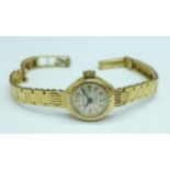 A lady's 9ct gold wristwatch, total weight with movement 12.6g