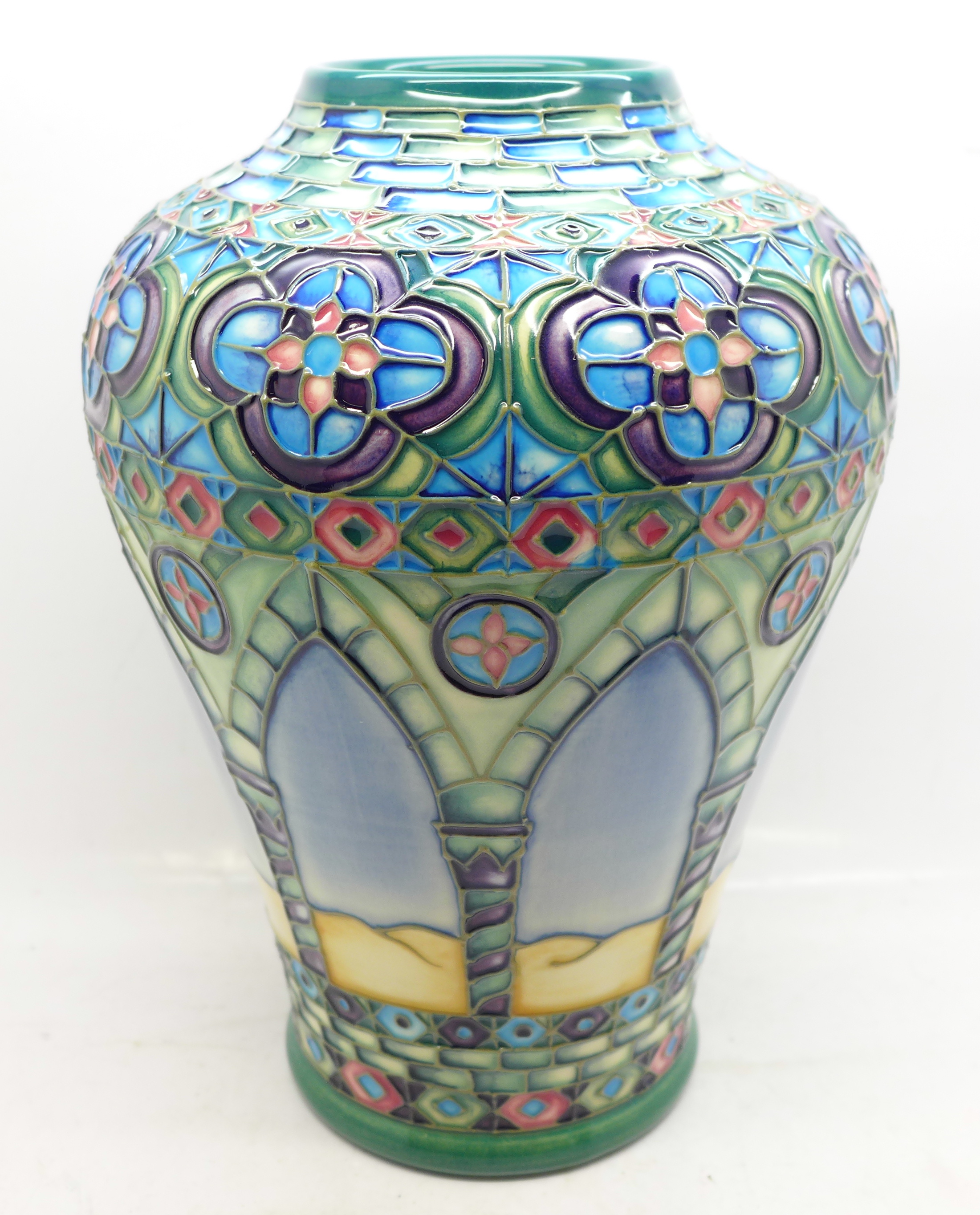 A Moorcroft Meknes vase, 79/350, designed by Beverley Wilkes, signed on the base, 21.5cm, boxed - Image 2 of 4