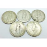 Five Edward VII Britannia florins