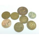 Eight American coins including 19th Century and one silver