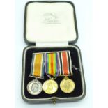 A set of three miniature medals, boxed