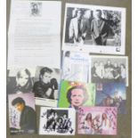 Pop music autographs, Kim Wilde, S Club 7, Nik Kershaw, etc.