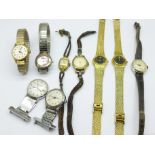 Seven Ingersoll wristwatches and two brooch watches