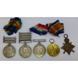 A set of five medals to H. Bremford;- a Queen's South Africa medal with three bars to 4914 L.Corpl:,