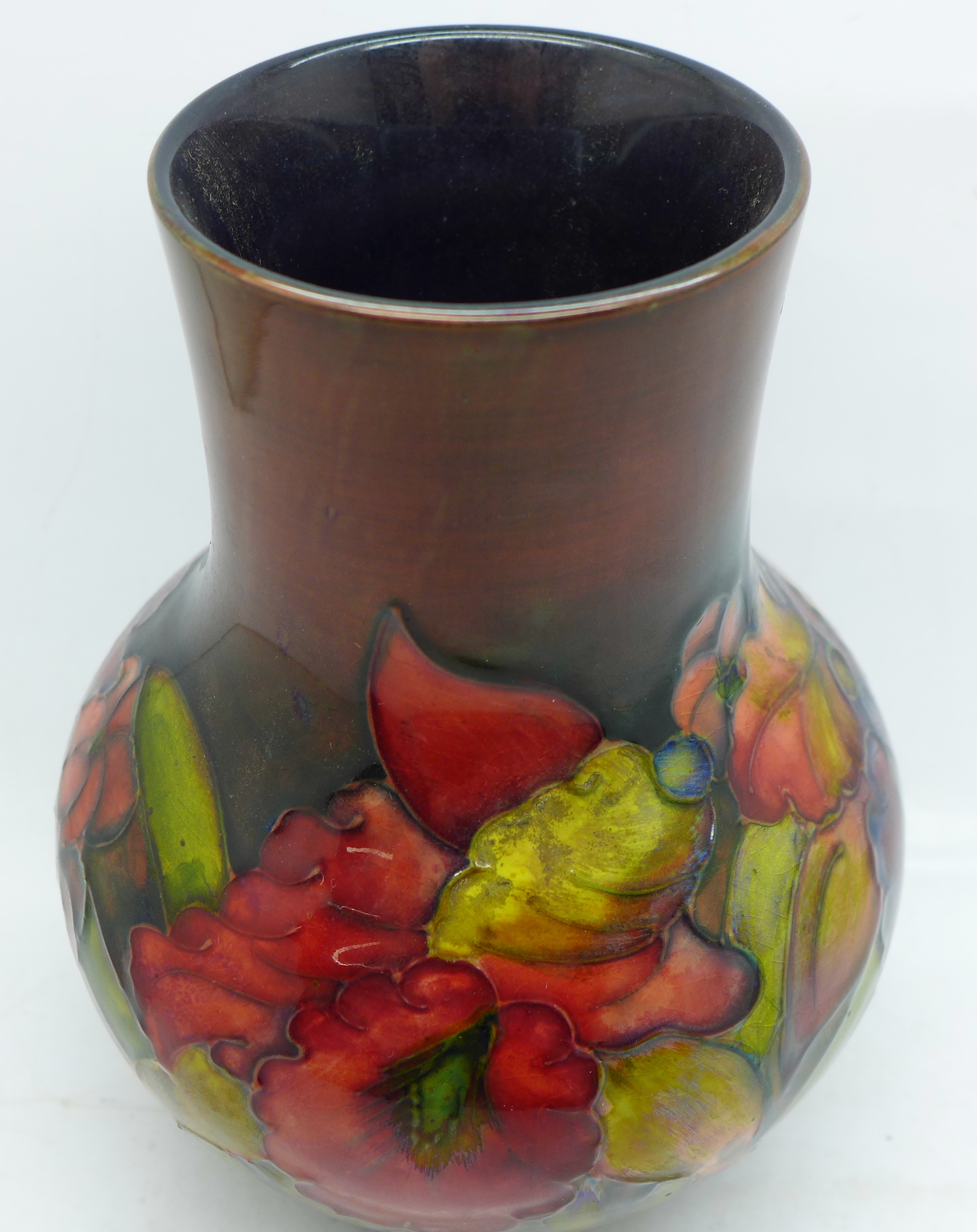 A William Moorcroft Orchid vase, 17.5cm, a/f (small 'nibble' to the base) - Image 3 of 4