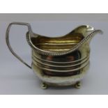 A George III silver cream jug, London 1815, 137g