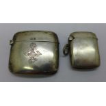 Two silver vesta cases, one hinge a/f
