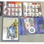 Star Wars Episode III 2005 pin badge collection, Star Wars Tazo pack and a Star Wars mirror