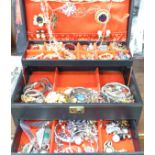 Fashion and costume jewellery in a jewellery box