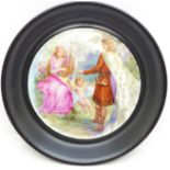 A continental porcelain circular plaque, 12cm