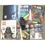 Lego Star Wars dictionary sticker collection, table lamp, Jedi v Sith mini figures and other mini