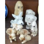 Eight Sylvac dog figures, one a/f