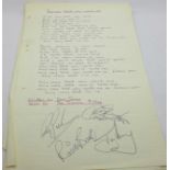 Pop music, 1960's autographs, Gerry and the Pacemakers, Dave Berry, Brian Poole and The Tremeloes,
