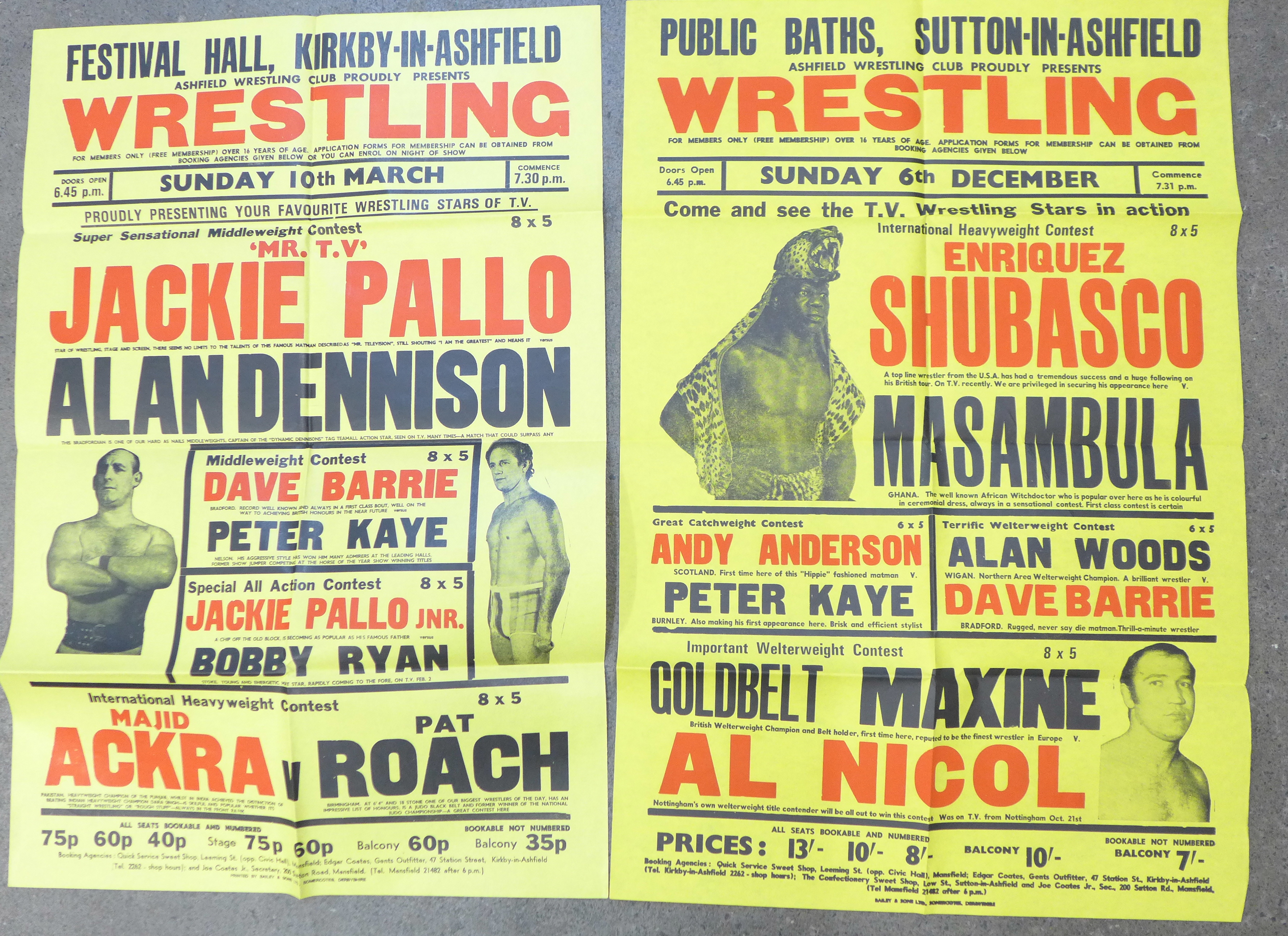 Four wrestling posters including Les Kellett, The Royals, Johnny Saint and Jackie Pallo, etc. - Image 2 of 2