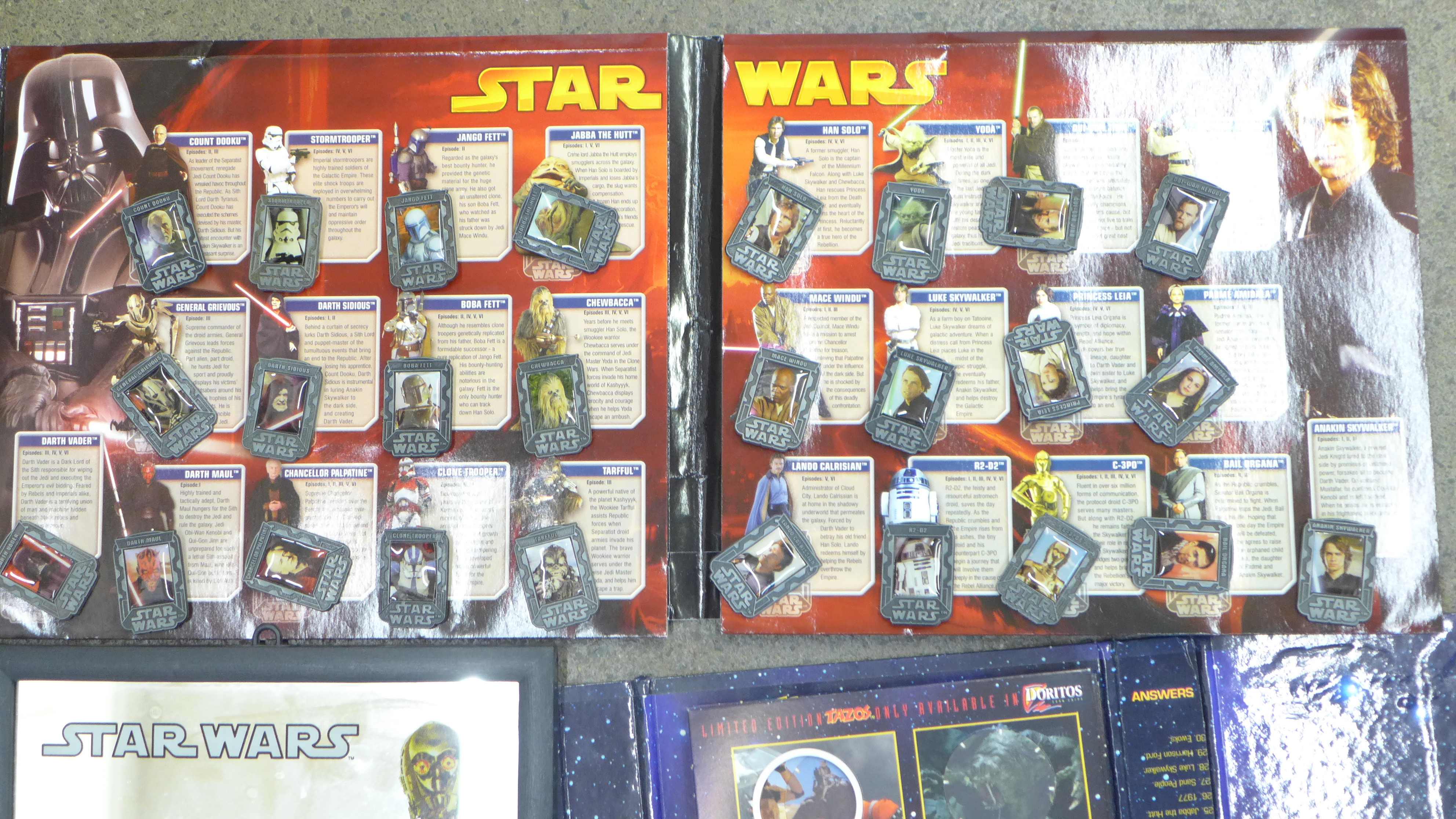 Star Wars Episode III 2005 pin badge collection, Star Wars Tazo pack and a Star Wars mirror - Image 2 of 3