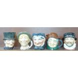 Five large Royal Doulton character jugs including Jarge and Uncle Tom Cobbleigh