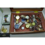 A collection of wristwatches including a Seiko chronograph, Sekonda and Accurist, lady's