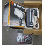 A Sankyo Dualux 1000 cine film projector, a Sankyo Super 8 ES-44 XL cine camera and a Reflecta