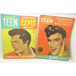 Two U.S. Movie Teen Illustrated magazines with Elvis Presley covers, August and December 1961